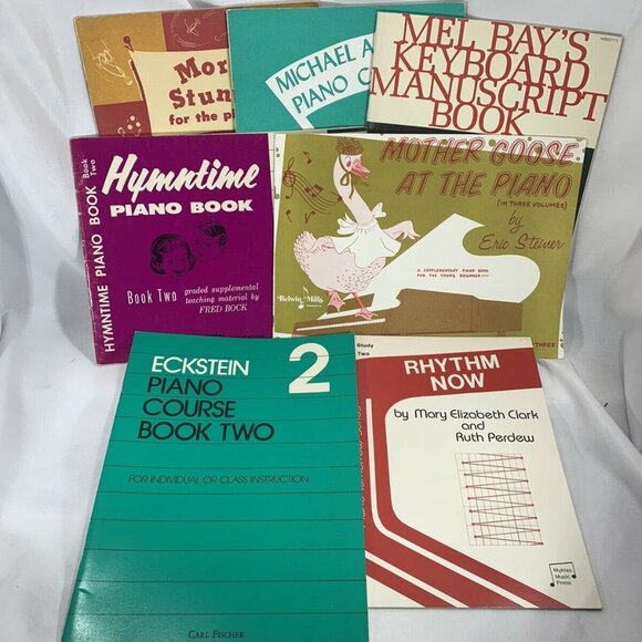 Other - 7 Vintage Piano Keyboard Sheet Music Books Lot all Levels paper crafts ephemera
